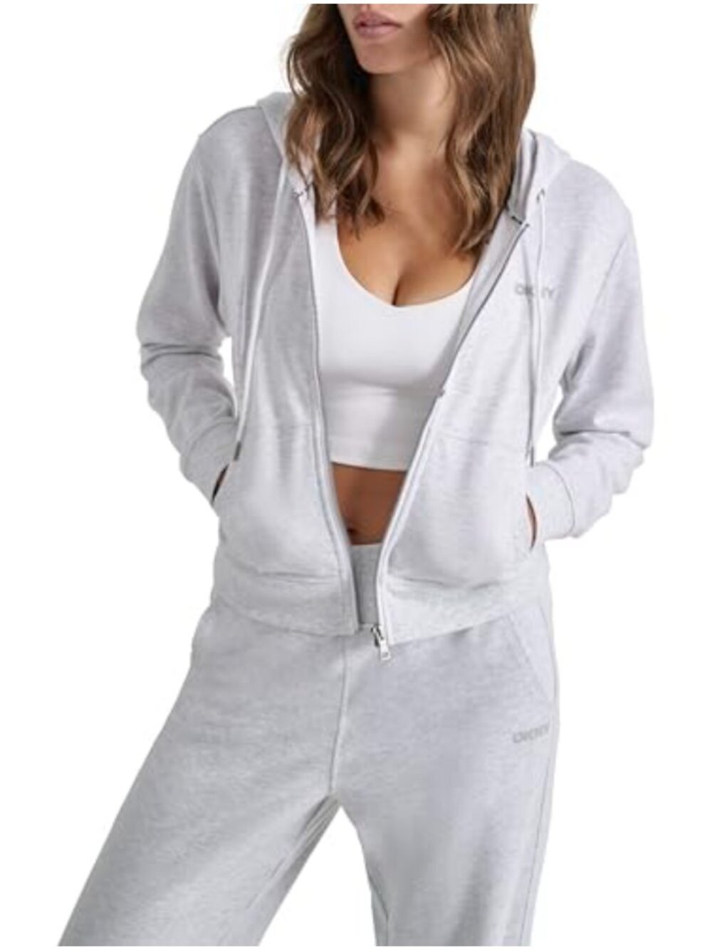 Womens Zip Front Mini Stud Fleece Hooded Anorak Jacket Soft Everyday